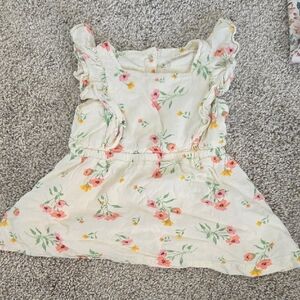 Copper Key Cream Dress with Pink and Yellow Floral Design